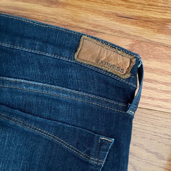 Express Super Skinny Mid Rise Jeans Womens 10R Dark Wash Stretch Denim Casual - Picture 3 of 11